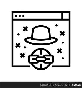 black hat link line icon vector. black hat link sign. isolated contour symbol black illustration. black hat link line icon vector illustration