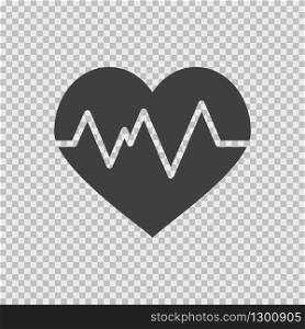 Black heart pulsing on transparent background. Vector EPS 10