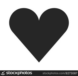 Black heart silhouette flat monochrome isolated vector object. Like button. Valentines day. Editable black and white line art drawing. Simple outline spot illustration for web graphic design. Black heart silhouette flat monochrome isolated vector object