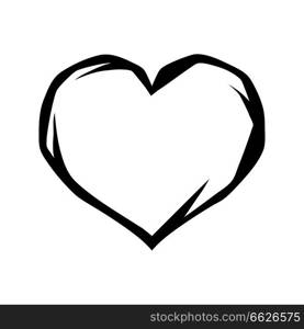 Black heart tattoo symbol. Icon or illustration on white background.. Black heart tattoo symbol.