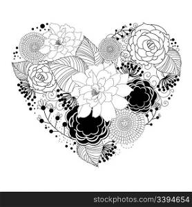 black heart with floral ornament