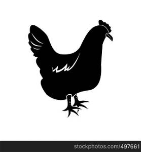 Black hen icon isolated on white background. Black hen icon