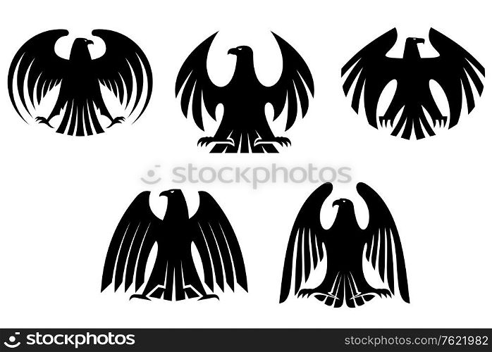 Black heraldic eagles for tattoo and heraldry design