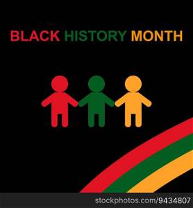 Black history month. African American History. Green, yellow and red flag. People icons. Celebrated annual.