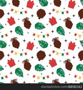Black History Month Seamless Pattern of African American Holiday in Template Hand Drawn Cartoon Flat Design Illustration