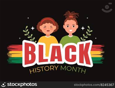 Black History Month Template Hand Drawn Cartoon Flat Background Illustration of African American Holiday to Promote Suitable for Poster Design