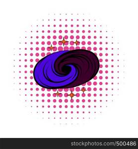 Black hole in space icon in comics style on a white background . Black hole in space icon, comics style