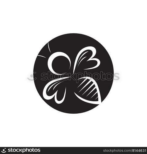 black honey bee logo vector icon illustration design