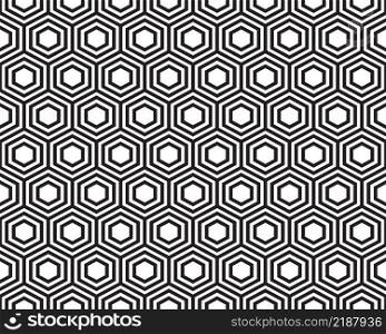 Black honeycomb seamless pattern  on white background 