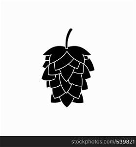 Black hop cone icon in simple style on a white background. Black hop cone icon, simple style