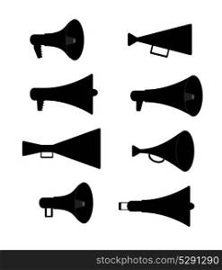 Black Horn Silhouette Set Vector Illustration. EPS10. Horn Silhouette Set Vector Illustration