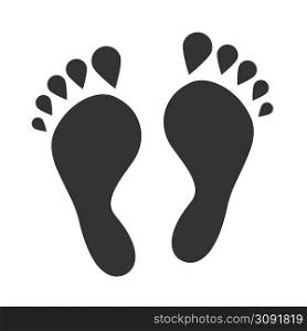 Black human footprint isolated on white. Vector illustration. Black human footprint isolated on white background