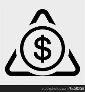 Black Icon Dollar Symbol Sign Isolate on White Background,Vector Illustration EPS.10