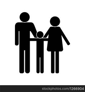 black icon of a family white background vector illustration