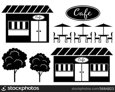 Black icon of cafe