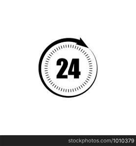black icon work time arrow 24 hours, vector illustration. black icon work time arrow 24 hours, vector