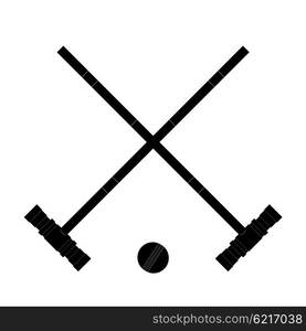 Black image the hammers and ball. Hammers and the ball croquet on a white background. &#xA;Sign croquet sports. Sports equipment for croquet. Stock vectorcroquet. Stock vector