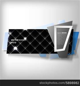 Black Infographic banner, modern abstract banner design for infographics, business design and website template, origami styled vector illustration.