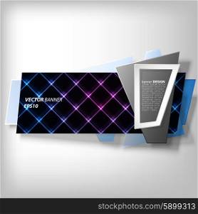 Black Infographic banner, modern abstract banner design for infographics, business design and website template, origami styled vector illustration.