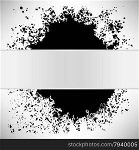 Black Ink Blot Isolated on Grey Background.. Black Blot