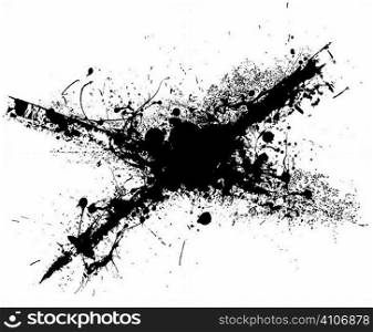 Black ink grunge splat with white background illustration