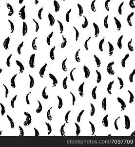 Black ink repeating on white background. Hand drawn abstract seamless pattern. Vector illustration.. Black ink repeating on white background. Hand drawn abstract seamless pattern.