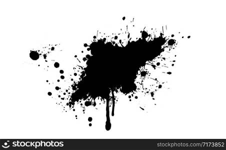Black ink splash or drop. Ink splatter on white background, vector illustration