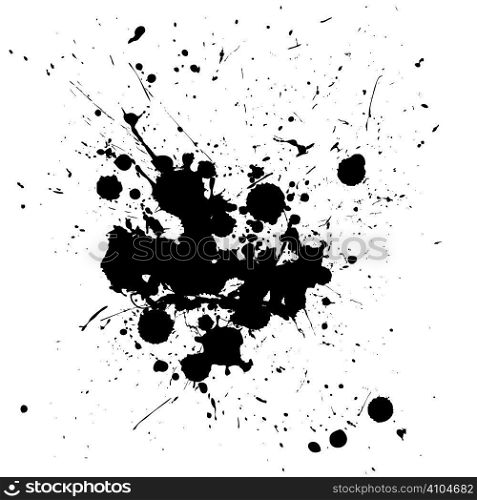 Black ink splat isolated on a white background
