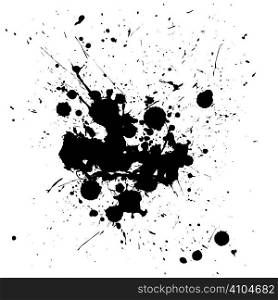 Black ink splat isolated on a white background