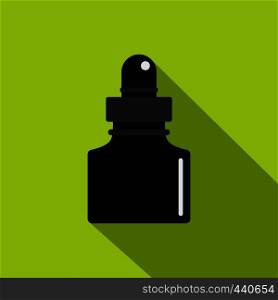 Black inkwell icon. Flat illustration of black inkwell vector icon for web on lime background. Black inkwell icon, flat style