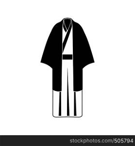 Black japanese kimono icon in simple style isolated on white. Black japanese kimono icon, simple style