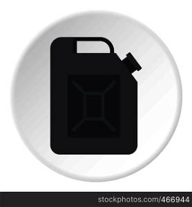 Black jerrycan icon in flat circle isolated vector illustration for web. Black jerrycan icon circle