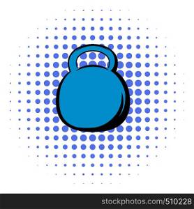 Black kettlebell icon in comics style on a white background. Black kettlebell icon, comics style
