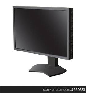 Black lcd tv monitor on white background. Vector illustration
