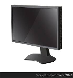 Black lcd tv monitor on white background. Vector illustration