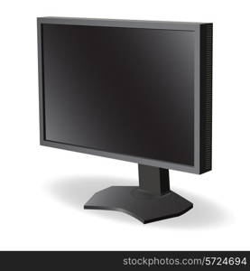 Black lcd tv monitor on white background. Vector illustration