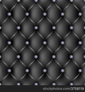 Black leather upholstery pattern background, vector illustration