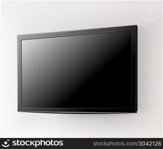 Black LED tv television screen on the wall background