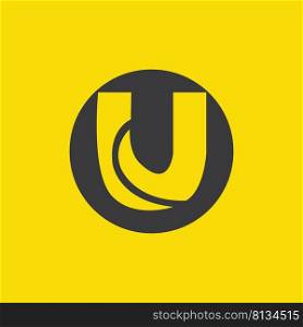 black letter u logo on yellow background