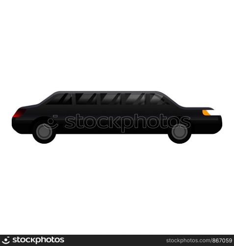 Black limousine icon. Cartoon of black limousine vector icon for web design isolated on white background. Black limousine icon, cartoon style