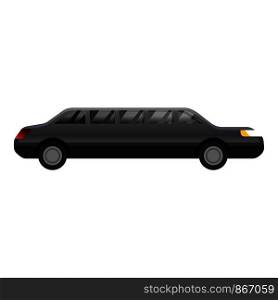 Black limousine icon. Cartoon of black limousine vector icon for web design isolated on white background. Black limousine icon, cartoon style
