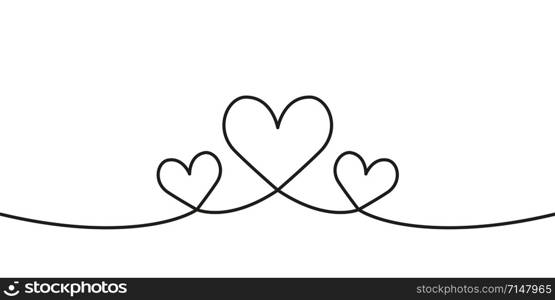 Black line heart in trendy style on white background. Cute modern design. Isolated vector sign symbol. Trendy linear background. Valentine sign symbol. EPS 10