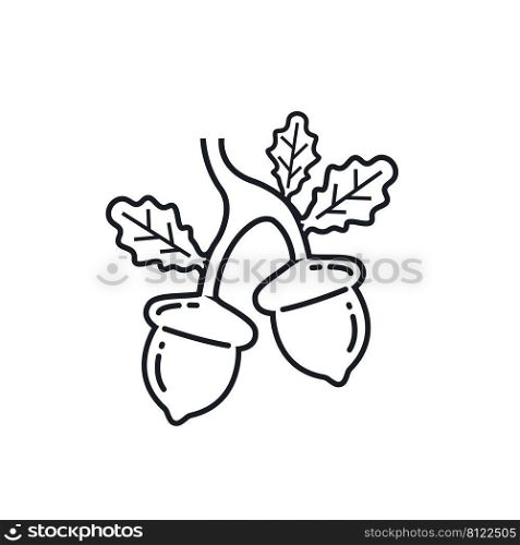 black line oak acorn icon  vector illustration design template