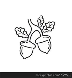 black line oak acorn icon  vector illustration design template