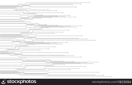 Black line print circuit cyber technology on white design modern futuristic background vector illustration.
