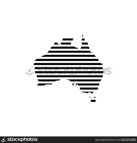 Black linear symbol of australia map on white, vector illustration.
