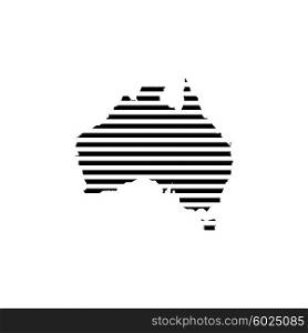 Black linear symbol of australia map on white, vector illustration.