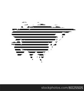 Black linear symbol of eurasia map on white, vector illustration.