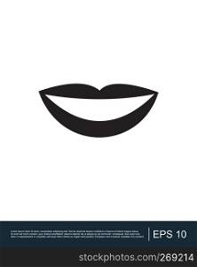 Black lips smile icon template