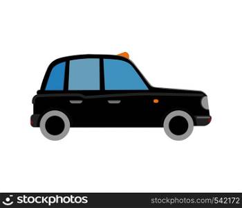 Black London taxi cab. Retro car. Flat vector isolated illustration. Black London taxi cab. Retro car. Flat vector isolated